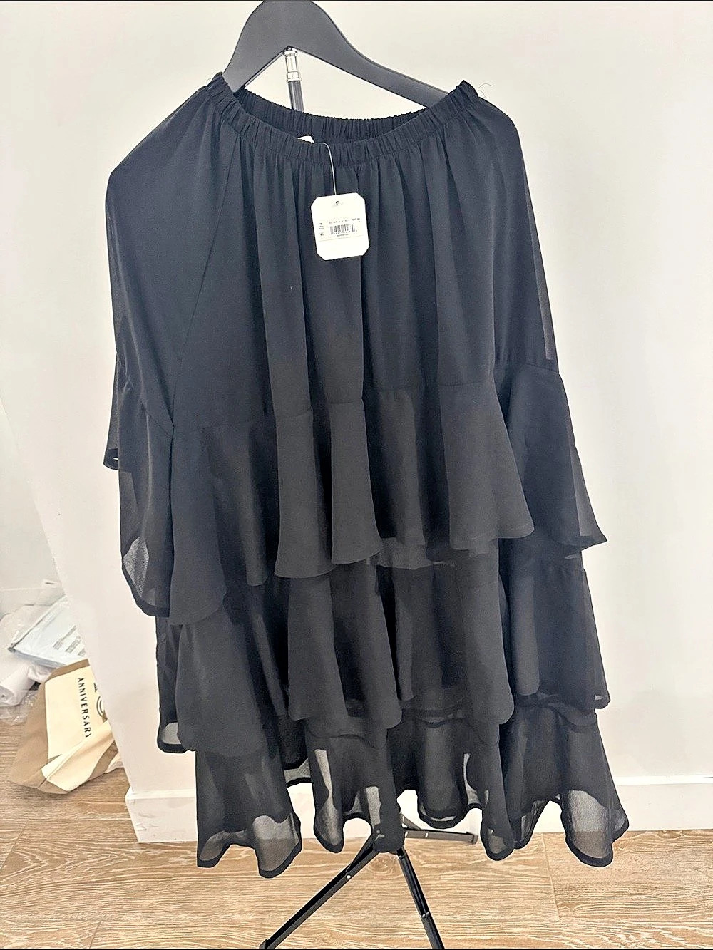 Altar'd State Altardi State elastic waist maxi Black Tiered Ruffle skirt